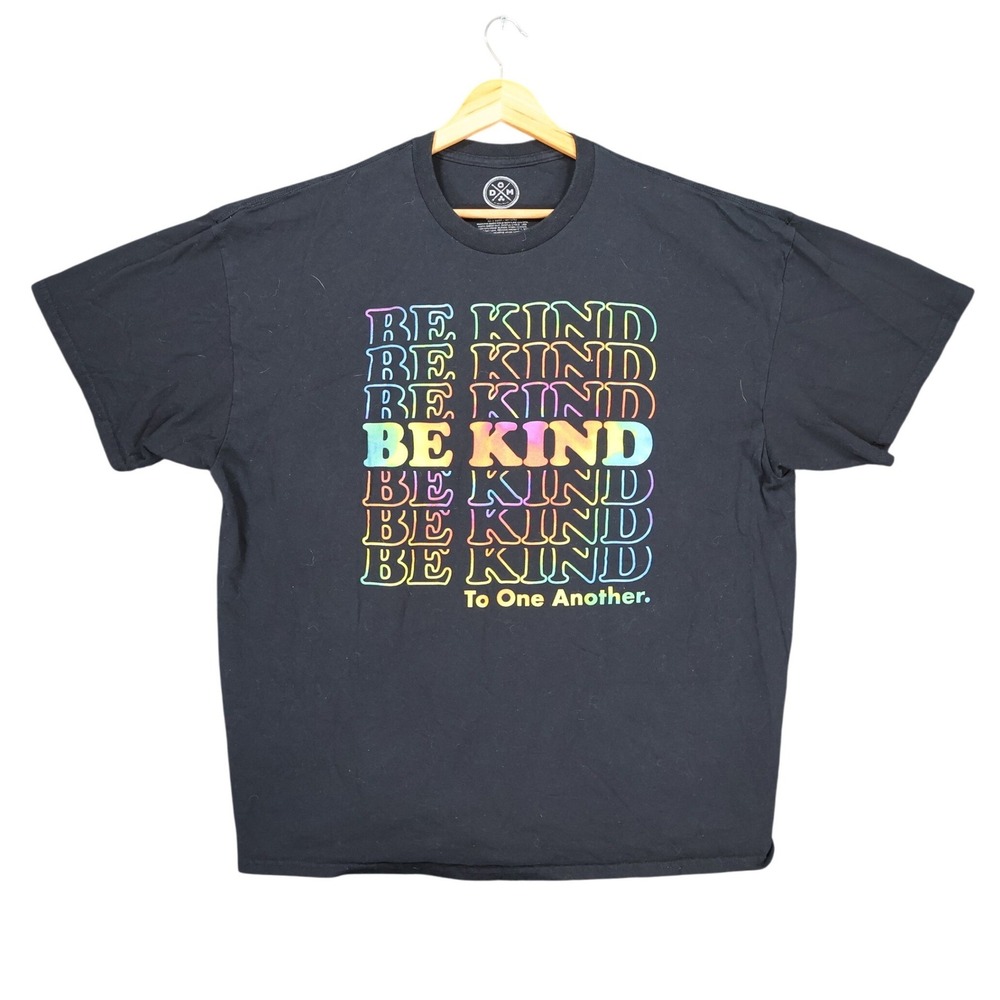 DOM T-Shirt Mens 2XL Black Cotton Be Kind Rainbow Graphic Tee Streetwear